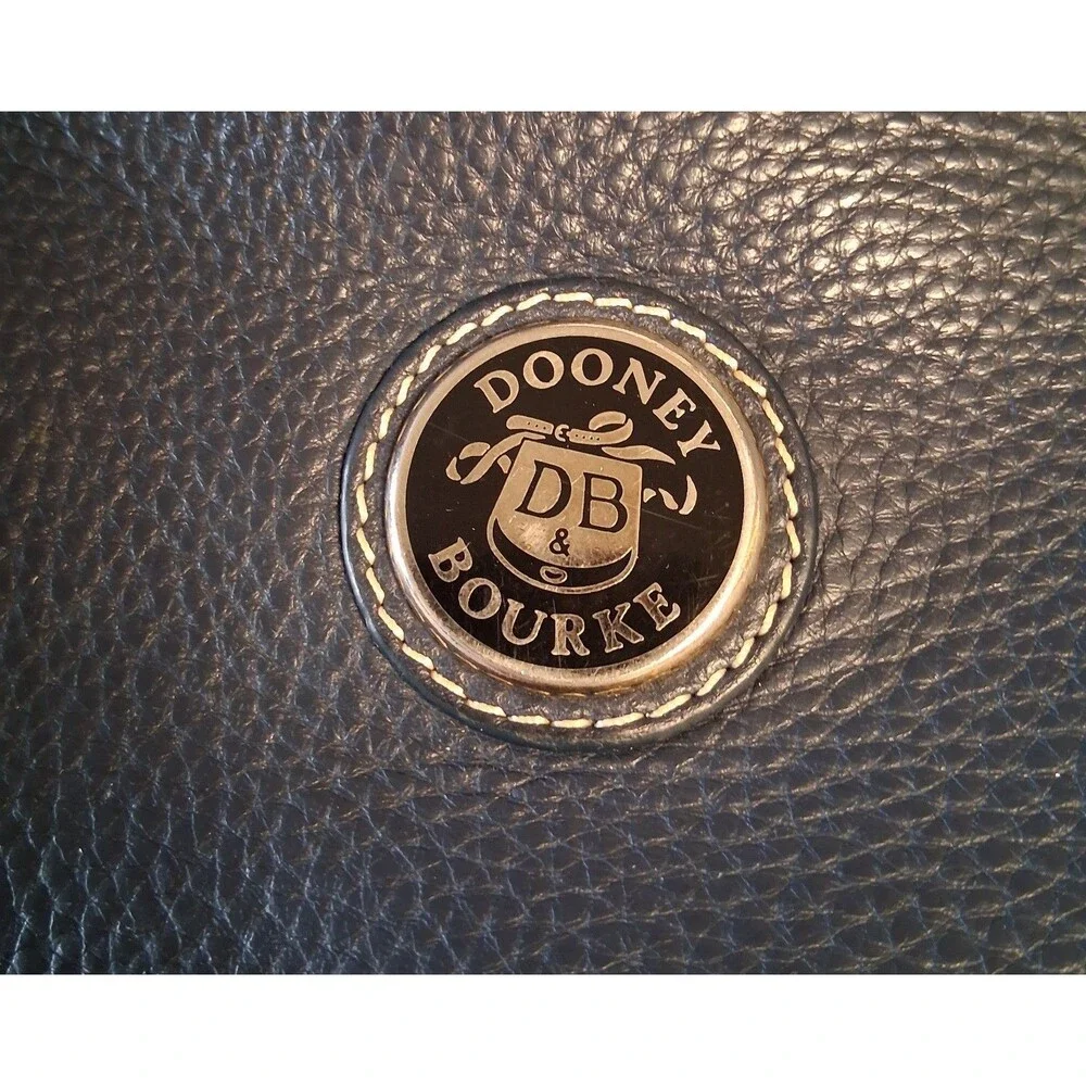Dooney & Bourke navy Pebbled Leather Double Handles Satchel w/ wallet